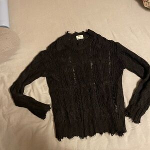 Acne Studios Mohair / Synthetic Frayed Black Cable Knit Sweater Size XS